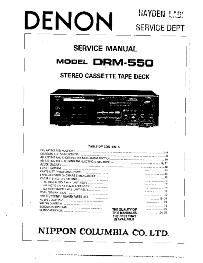 DENON  DRM-550  DENON Stereo Cassette Tape Deck Stereo Cassette Tape Deck Denon - DRM-550  DRM-550.PDF