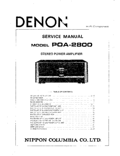 DENON  POA-2800  DENON Stereo Power Amplifier Stereo Power Amplifier Denon - POA-2800  POA-2800.PDF
