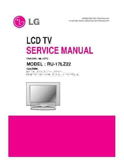 LG RU-17LZ22 LCD TV Service Manual  LG LCD LG_RU-17LZ22_LCD_TV_Service_Manual.zip