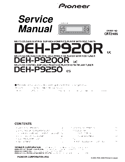 Pioneer DEH-P920R,P9200R,P9250R  Pioneer DEH DEH-P920R & P9200R & P9250R Pioneer_DEH-P920R,P9200R,P9250R.pdf