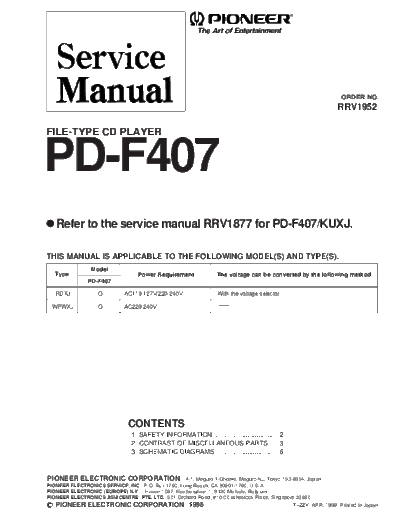 Pioneer PD-F407  Pioneer PD PD-F407 PD-F407.PDF