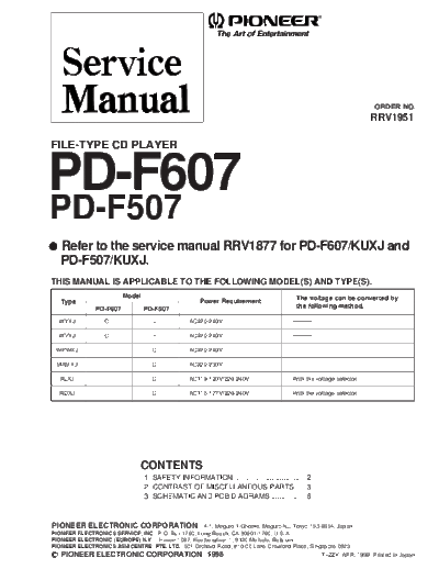 Pioneer PD-F607  Pioneer PD PD-F607 PD-F607.PDF
