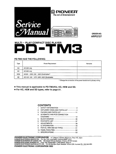 Pioneer PD-TM3 (ARP2727)  Pioneer PD PD-TM3 PD-TM3 (ARP2727).djvu