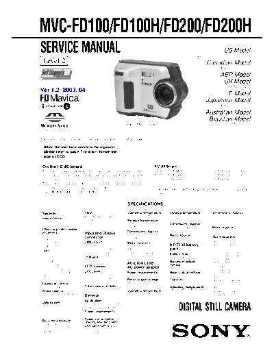 Sony MVC-FD100 FD200  Sony Camera SONY_MVC-FD100_FD200.rar