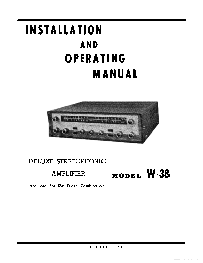 Kenwood W-38  Kenwood Deluxe Stereophonic Tuner Amplifier Deluxe Stereophonic Tuner Amplifier Kenwood W-38 W-38.pdf