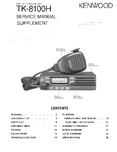 Kenwood TK-8100H(SUP)  Kenwood UHF FM Transceiver UHF FM Transceiver Kenwood TK-8100H TK-8100H(SUP).pdf