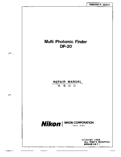 Nikon Manual Repair   F4 DP20  Nikon   Nikon F4 Manual Repair Nikon F4 DP20.pdf