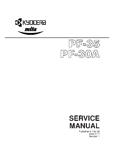 Kyocera PF 30A 35 SM UK  Kyocera Printer _OPTIONS PF-30A_PD30_PD800 SERVICE_MANUAL PF_30A_35_SM_UK.PDF