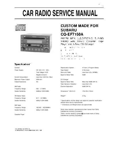 Subaru CQ-EF7160  Subaru Car Audio CQ-EF7160.pdf