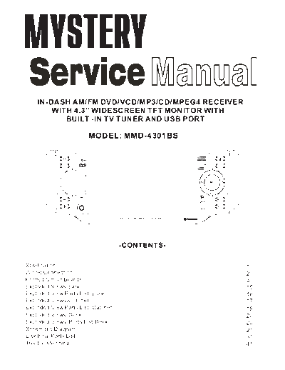 MYSTERY JS00433 service manual P1-16  . Rare and Ancient Equipment MYSTERY Car Audio Mystery MMD-4301BS JS00433 service manual P1-16.pdf