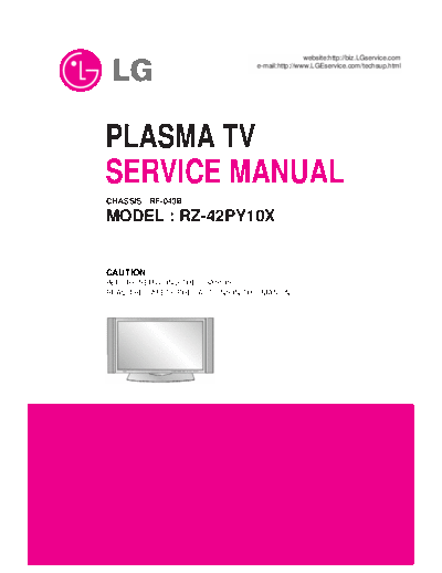 LG RZ-42PY10X Plasma TV Service Manual  LG Plasma LG RZ-42PY10X Plasma TV Service Manual.zip