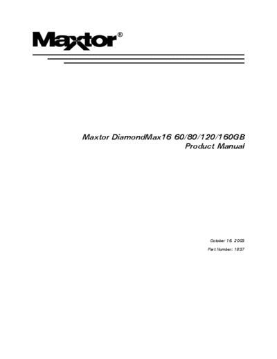 maxtor DiamondMax 16 60-160 GB  maxtor Maxtor DiamondMax 16 60-160 GB.PDF