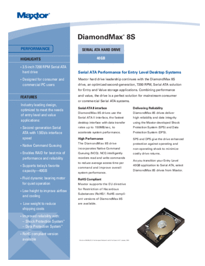 maxtor DiamondMax Plus 8S  maxtor Maxtor DiamondMax Plus 8S.PDF