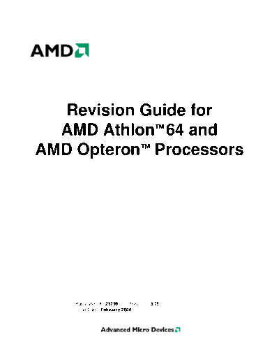 AMD Revision Guide for   Athlon(tm) 64 and   Opteron(tm) Pro  AMD Revision Guide for AMD Athlon(tm) 64 and AMD Opteron(tm) Pro.PDF