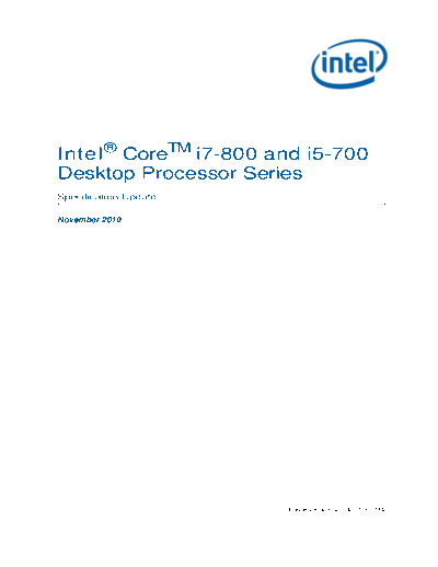 Intel  Core i7-800 and i5-700 Processor Series Specification Update  Intel Intel Core i7-800 and i5-700 Processor Series Specification Update.pdf