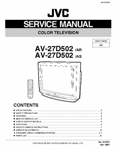 Service manual : JVC AV-27D502 JVC AV-27D502.part1.rar, AV-27D502 /AR ...