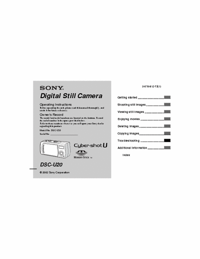 Sony DSC-U20 108 page user