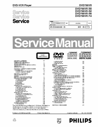 Philips DVD 755 VR Philips DVD+VCR Service Manual ( 10 parts )