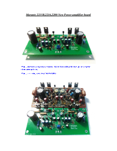 Marantz/Motronix 2215B,2216,2200 Marantz 2215B,2216/2200 P700 Main Power Amplifier New PCB