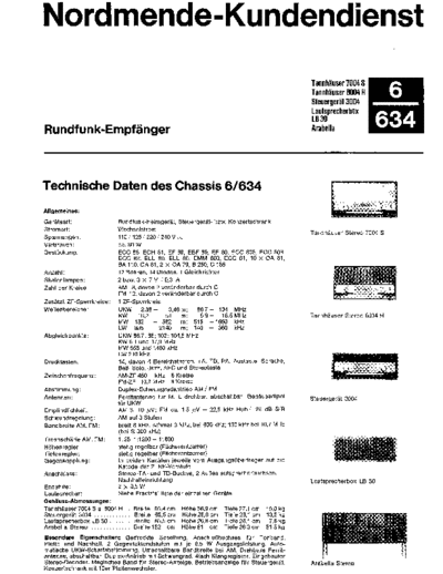 Nordmende 6/634 Tannhaeuser 7004S service manual