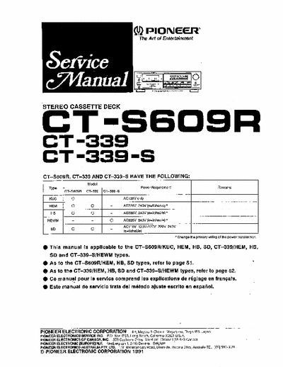 Pioneer CTS609R cassette deck