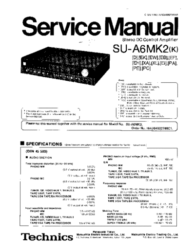 Technics SU-A6MK2 Schematics