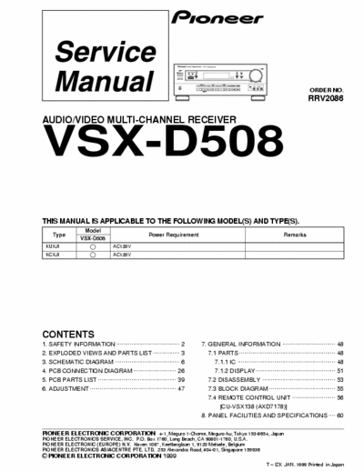 Service manual : Pioneer VSX-D508 VSX-D508.part1.rar, Home theater ...