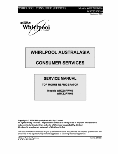 whirlpool WRX28-32RWH6 whirlpool WRX28-32RWH6 service manual