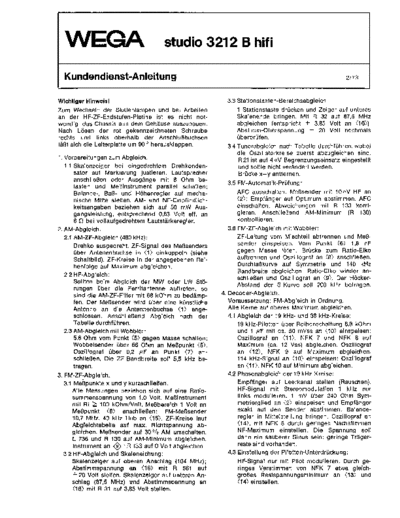 Wega studio 3212 B hifi service manual