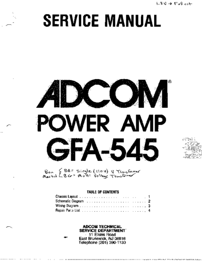 Adcom GFA-545 Adcom GFA-545 Service Manual