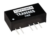 Top Power DC/DC converter TKA0505SA-3KVDC isolation Summary Description:
The TKA miniature series is the smallest dual output DC-DC converters and industrial temperature range DC/DC converters are the standard building blocks for on-board distributed power systems. The series offers smaller size, improved efficiency, lower output ripple and 3kVDC isolation. Recommend for providing dual rail supplies.
Basic Terms:
1 Type TKA Series
2 Efficiency up to 83%
3 Construction Internal SMD construction
4 Pinout Industry standard pinout
5 Related certificate RoHS compliant
6 Output Power sharing on output
7 Input voltage 3.3V, 5V & 12V
8 Output voltage 3.3V, 5V, 9V, 12V , 15V
9 Pin connection 6 PIN DIP:1(+Vin),2(-Vin),4(-Vout)),5(OV),6(+Vout)
14 PIN DIP:1(-Vin),7(NC),8(OV),9(+Vout),11(-Vout),14(+Vin)
10 Package material UL 94V-0 package material
11 Temprature characteristic Wide temperature performance at full 1 Watt load, -40 degree centigrade to 85 degree centigrade
12 MOQ 1
13 Terms of payment Western Union,T/T
14 Terms of delivery DHL / UPS / EMS / TNT
15 Delivery time 7-12 working days