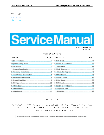 AOC manual servico tv lcd aoc d26w931  AOC LCD D26W931 manual_servico_tv_lcd_aoc_d26w931.pdf