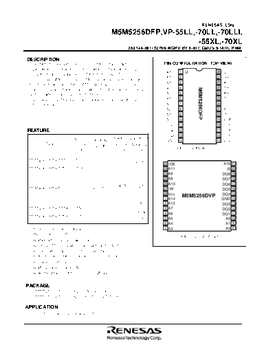 Advantest M5M5256DFP-70LL - 262144-BIT (32768-WORD BY 8-BIT) CMOS STATIC RAM  Advantest R3131 A-D_Block_PCB_Component_Datasheets M5M5256DFP-70LL - 262144-BIT (32768-WORD BY 8-BIT) CMOS STATIC RAM.pdf