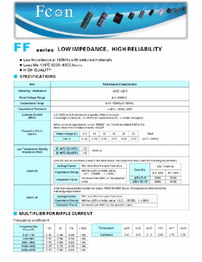Fcon [radial thru-hole] FF Series  . Electronic Components Datasheets Passive components capacitors Fcon Fcon [radial thru-hole] FF Series.pdf