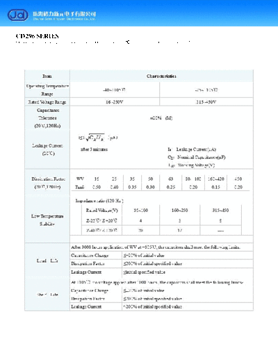 J.d [Gree] J.d [snap-in] CD296 Series  . Electronic Components Datasheets Passive components capacitors J.d [Gree] J.d [snap-in] CD296 Series.pdf