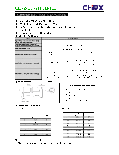 Chirx [bi-polar axial] CD72H Series  . Electronic Components Datasheets Passive components capacitors Chirx Chirx [bi-polar axial] CD72H Series.pdf