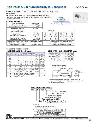 NIC [non-polar radial] NNR Series  . Electronic Components Datasheets Passive components capacitors NIC NIC [non-polar radial] NNR Series.pdf