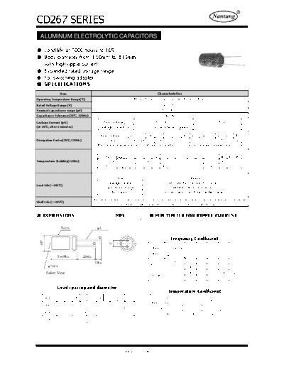 Nantung [radial thru-hole] CD267 Series  . Electronic Components Datasheets Passive components capacitors Nantung Nantung [radial thru-hole] CD267 Series.pdf