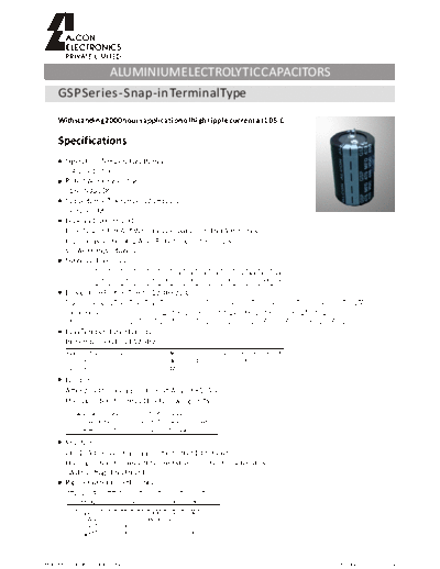 Alcon [snap-in] GSP Series  . Electronic Components Datasheets Passive components capacitors Alcon Alcon [snap-in] GSP Series.pdf