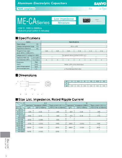 Sanyo [radial thru-hole] CA Series  . Electronic Components Datasheets Passive components capacitors Sanyo Sanyo [radial thru-hole] CA Series.pdf