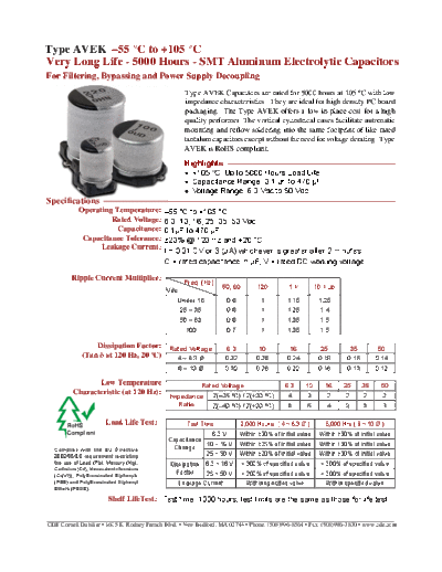 CDE [Cornell-Dubilier] CDE [smd] AVEK Series  . Electronic Components Datasheets Passive components capacitors CDE [Cornell-Dubilier] CDE [smd] AVEK Series.pdf