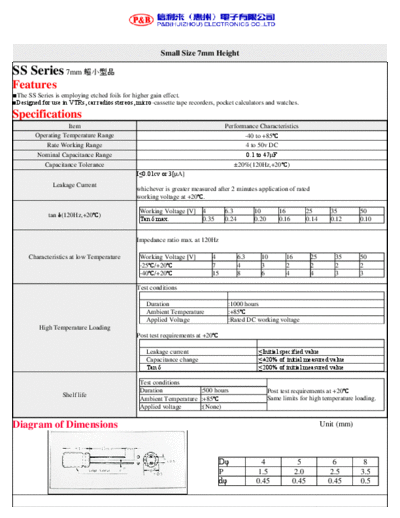 P&B [radial thru-hole] SS Series  . Electronic Components Datasheets Passive components capacitors P&B P&B [radial thru-hole] SS Series.pdf