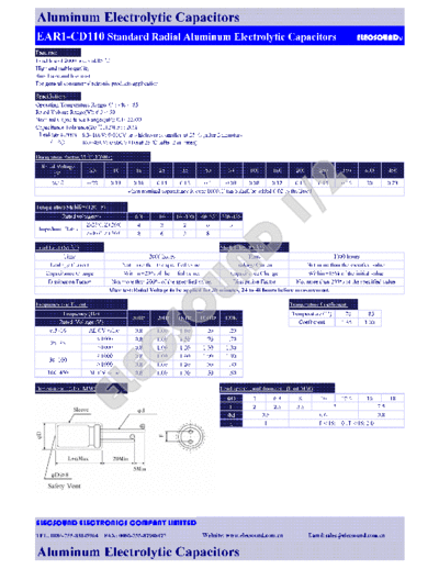 Elecsound [radial thru-hole] EAR1 Series  . Electronic Components Datasheets Passive components capacitors Elecsound Elecsound [radial thru-hole] EAR1 Series.pdf