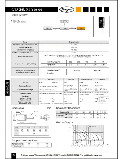 Jianghai [radial thru-hole] XL Series  . Electronic Components Datasheets Passive components capacitors Jianghai Jianghai [radial thru-hole] XL Series.pdf