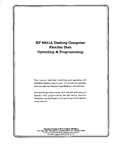 HP 09885-90050 9831A Oper Feb77  HP disc 09885-90050_9831A_Oper_Feb77.pdf