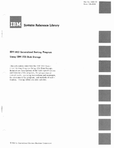 IBM C28-0304 1410 Generalized Sorting Program Using 1301 Disk  IBM 1410 C28-0304_1410_Generalized_Sorting_Program_Using_1301_Disk.pdf