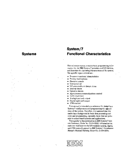 IBM GA34-0003-0 System7 Functional Characteristics Sep70  IBM system7 GA34-0003-0_System7_Functional_Characteristics_Sep70.pdf