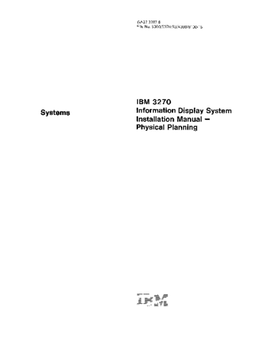 IBM GA27-2787-5 3270 InformationDisplaySystem InstallationManual PhysicalPlanning Dec80 IBM system3 GA27-2787-5_IBM3270_InformationDisplaySystem_InstallationManual_PhysicalPlanning_Dec80.pdf