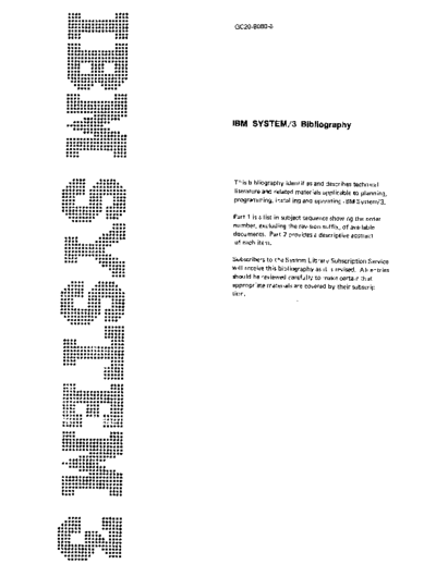 IBM GC20-8080-6 System3 Bibliography Sep71  IBM system3 GC20-8080-6_System3_Bibliography_Sep71.pdf