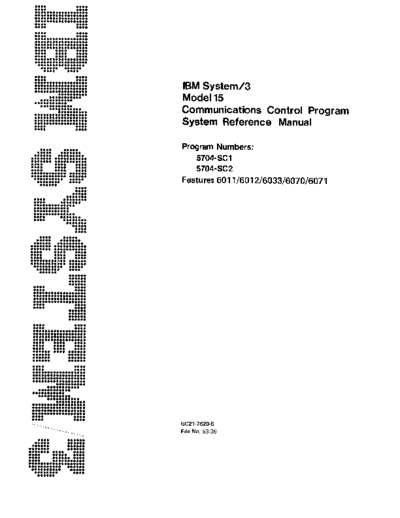 IBM GC21-7620-6 IBM System3 CommunicationsControlProgramSystemReferenceManual Sep80 IBM system3 GC21-7620-6_IBM_System3_CommunicationsControlProgramSystemReferenceManual_Sep80.pdf